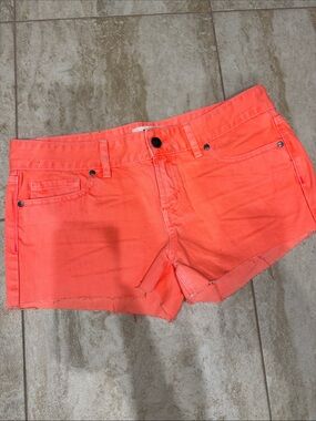 PINK Victoria's Secret Neon Coral Denim Cutoff Shorts